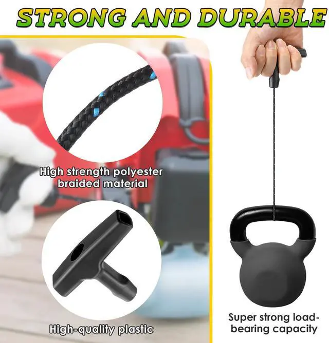 Alt view image 4 of 7 - 3.5mm 100' Starter Rope, pull cord rope for small engine with 2 Starter Handle, Diameter High wear Resistant, Low Stretch, Replacement for Lawn Mower Chainsaw Trimmer Edger Brush Cutter Engine