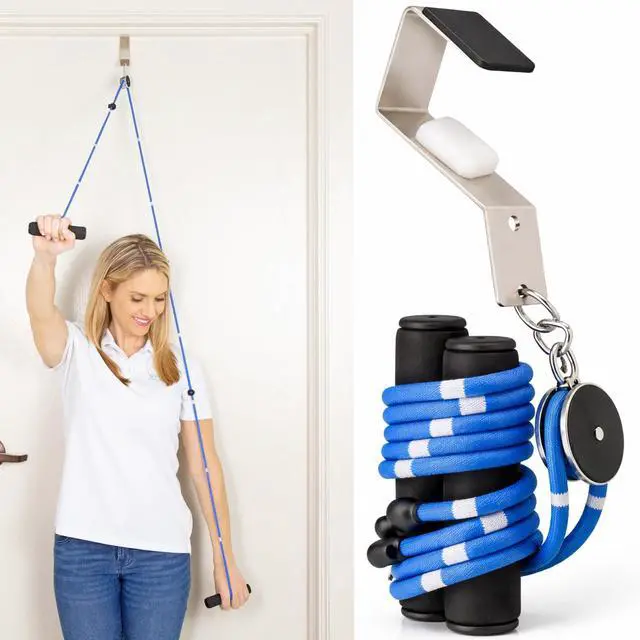 Main image of Shoulder Pulley for Physical Therapy - Rotator Cuff Pain Pulley System - Over Door Rehab Exerciser - with Durable Metal Pulley & Comfortable Padded Handles