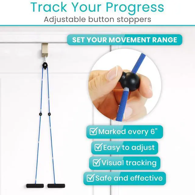 Alt view image 5 of 7 - Shoulder Pulley for Physical Therapy - Rotator Cuff Pain Pulley System - Over Door Rehab Exerciser - with Durable Metal Pulley & Comfortable Padded Handles