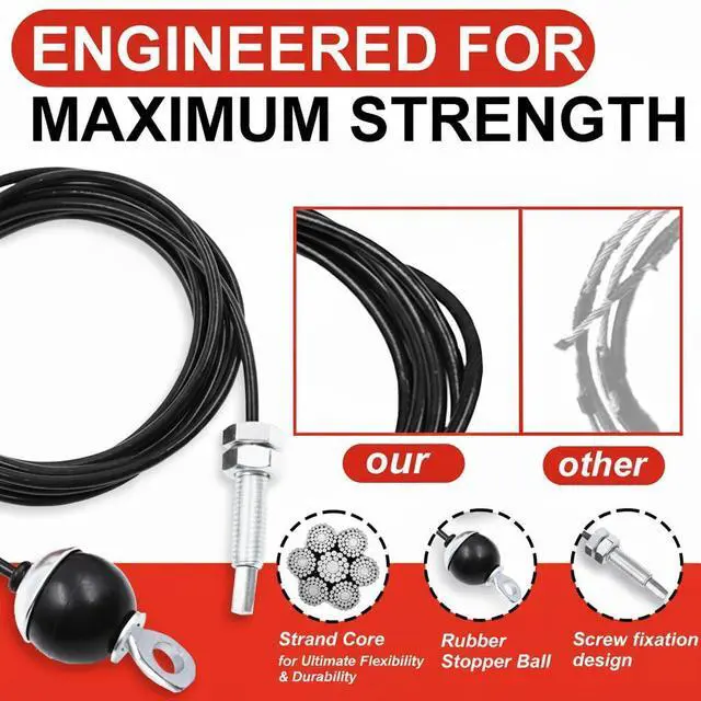 Alt view image 3 of 6 - Fitness Gym Replacement Cable Screw Bolt Cables Fitness Pulley Thick 5mm Heavy Duty Steel Wire Rope for Home Gym Cable Pulley Machine Accessories