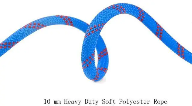 Alt view image 2 of 7 - Outdoor 10mm 49ft Static Utility Rope, Heavy Duty Polyester Rope for Pulling, Rigging, Tree Work & Hunting, Gym Fitness, 2000LB Tensile Strength, Blue