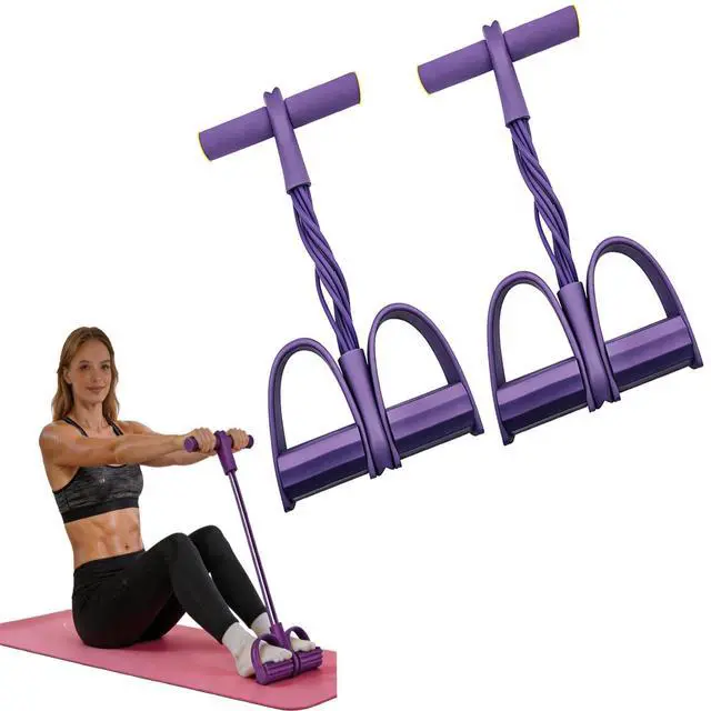 Main image of Pedal Resistance Band with Handles, 8-Tube Foot Exercise Band for Home Workout, Full Body Fitness Pull Rope for Abs, Arms, Legs, Non-Slip Foam Grips, 2 Pack