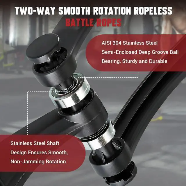 Alt view image 4 of 7 - Ropeless Battle Rope, Weighted Cordless Battle Ropes for Home Gym with Quiet Bearings, Portable Battle Rope Sticks for HIIT, Cardio, Strength Training, Fitness Equipment for Men & Women(2PC)