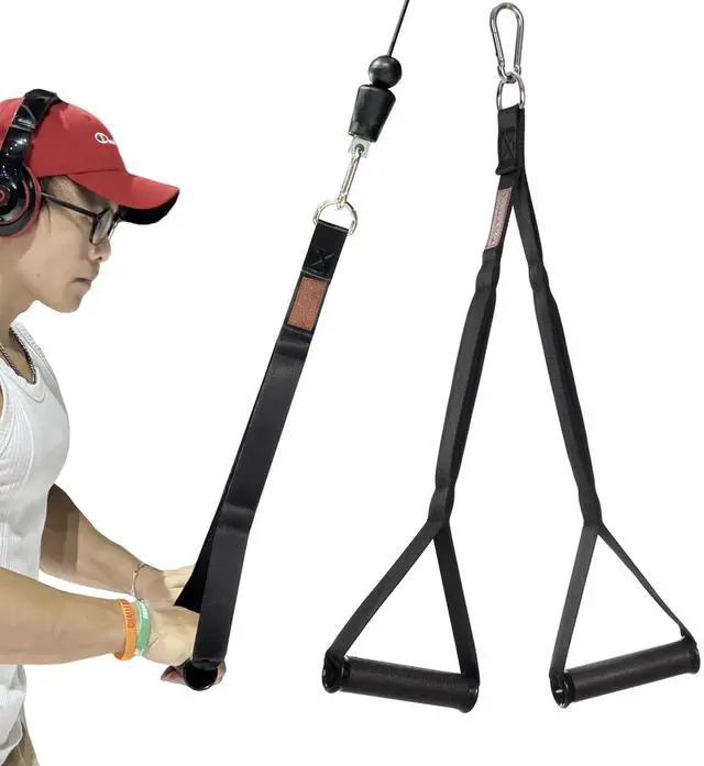 Main image of Triceps Rope Handles Gym Cable Machine Attachment TPR Anti Slip Handles 2 Loops Long Strap Fit for Pushdowns Face Pulls Crunches Overhead Extensions Biceps Curl