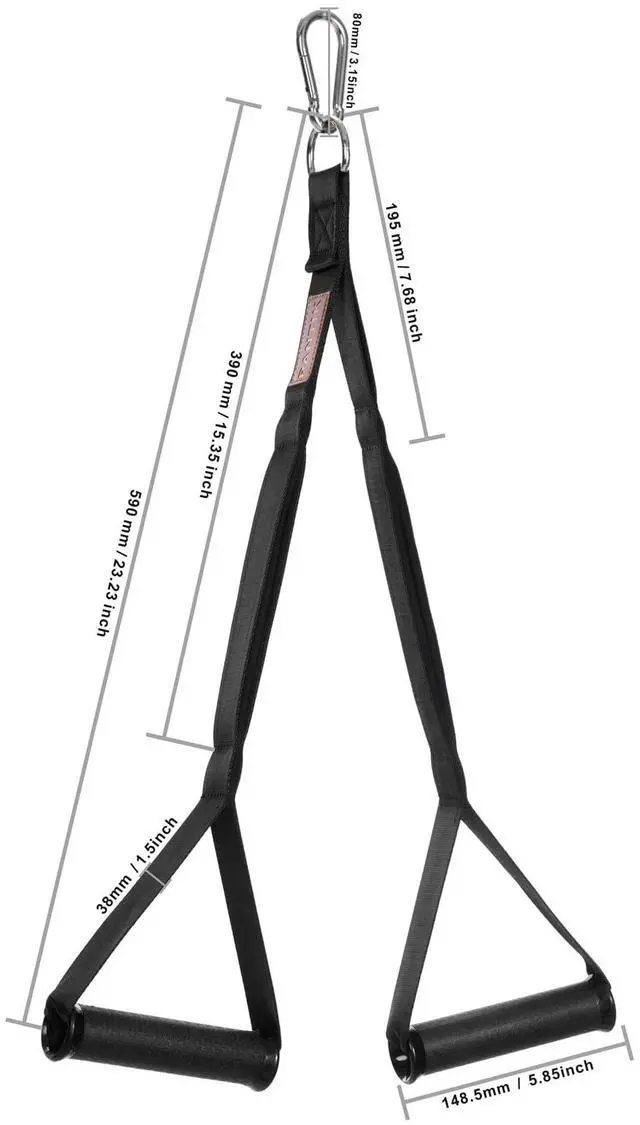 Alt view image 2 of 7 - Triceps Rope Handles Gym Cable Machine Attachment TPR Anti Slip Handles 2 Loops Long Strap Fit for Pushdowns Face Pulls Crunches Overhead Extensions Biceps Curl