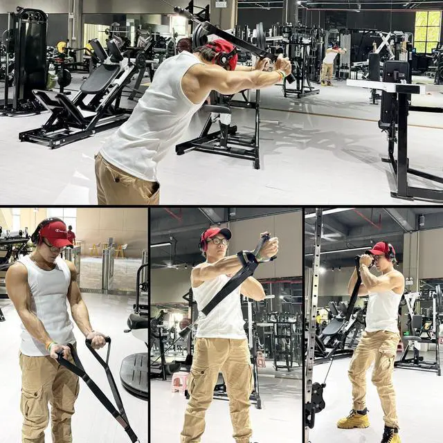 Alt view image 5 of 7 - Triceps Rope Handles Gym Cable Machine Attachment TPR Anti Slip Handles 2 Loops Long Strap Fit for Pushdowns Face Pulls Crunches Overhead Extensions Biceps Curl