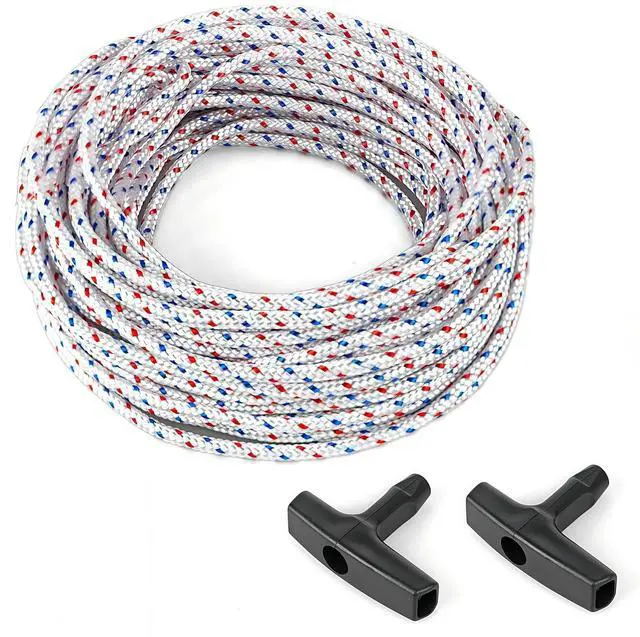 Main image of High Strength Recoil Start Rope Replacement for Chainsaws, Lawn Mowers, Gas or Diesel Engines -4.0mm 50 feet with 2 Universal Handles Compatible with Briggs & Stratton,Husqvarna, STIHL