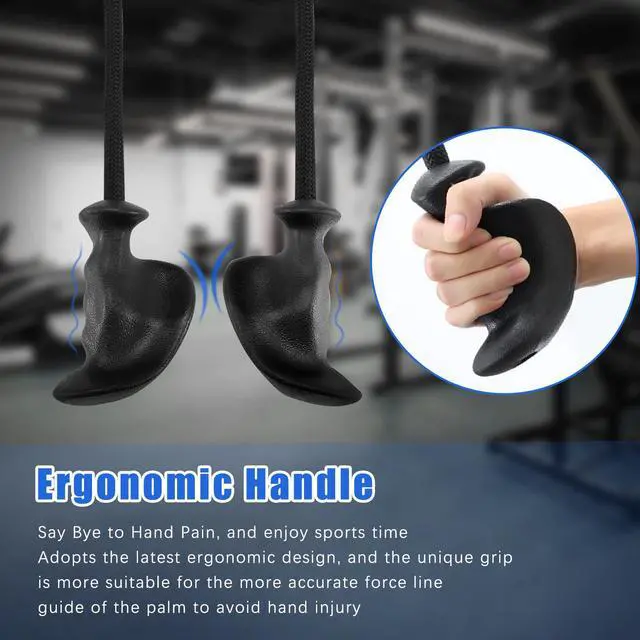 Alt view image 2 of 6 - Tricep Rope with Ergonomic Handles, 36 Inch Tricep Pull Down Rope for Cable Machine, Pulley System, Triceps Rope Cable Attachment for Gym, Home (Black)