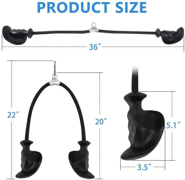 Alt view image 6 of 6 - Tricep Rope with Ergonomic Handles, 36 Inch Tricep Pull Down Rope for Cable Machine, Pulley System, Triceps Rope Cable Attachment for Gym, Home (Black)