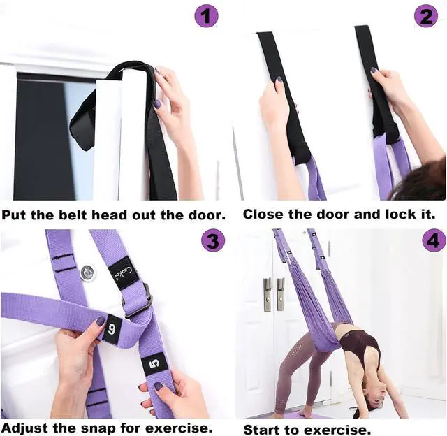 Alt view image 2 of 7 - Yoga Door Swing,Leg Stretcher Strap,Stretching Strap,Backbend Training Rope, Flexibility Trainer Stretching Equipment Assist Stretch for Fitness Gymnastics Dance Aerial Ballet (purple)