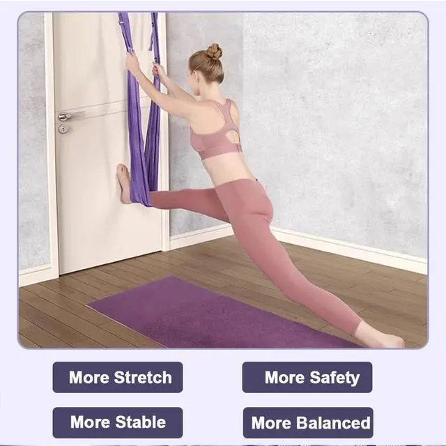 Alt view image 6 of 7 - Yoga Door Swing,Leg Stretcher Strap,Stretching Strap,Backbend Training Rope, Flexibility Trainer Stretching Equipment Assist Stretch for Fitness Gymnastics Dance Aerial Ballet (purple)