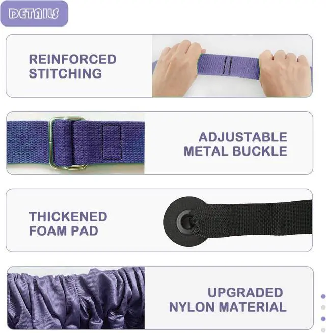 Alt view image 5 of 7 - Yoga Door Swing,Leg Stretcher Strap,Stretching Strap,Backbend Training Rope, Flexibility Trainer Stretching Equipment Assist Stretch for Fitness Gymnastics Dance Aerial Ballet (purple)