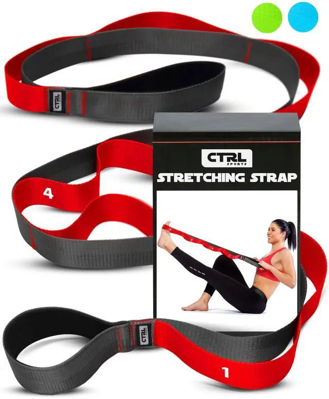 Main image of Stretching Strap with Loops - Non Elastic Stretch Band for Physical Therapy, Yoga Strap for Stretching Equipment, Stretch Bands for Exercise and Flexibility - Fascia, Hamstring and Leg Stretcher Belt