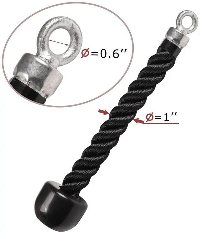 Alt view image 3 of 6 - Tricep Rope Pull Down Heavy Duty Triceps Kit Easy to Grip & Non Slip Cable Attachment Ideal for Home Gym Face Pulls Tricep Push Down Rope System - 2 Hook Included