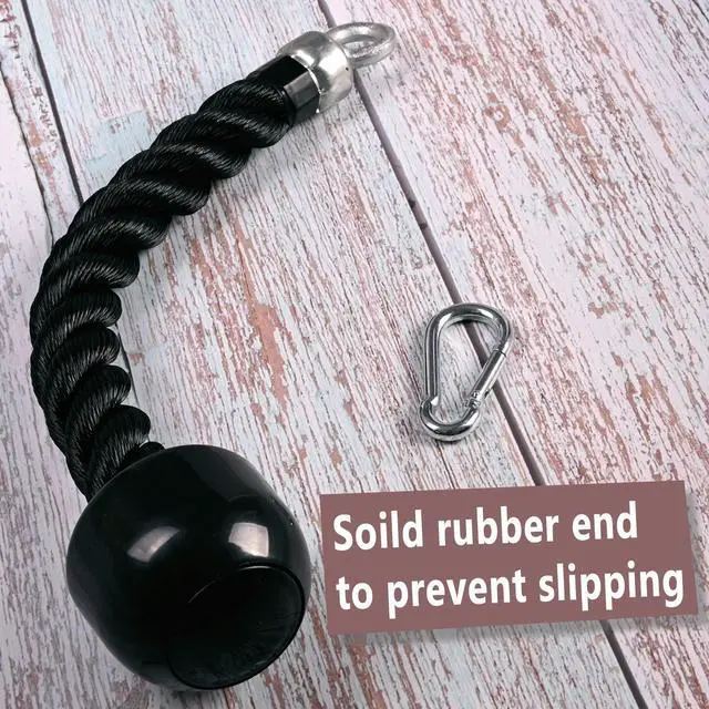 Alt view image 4 of 6 - Tricep Rope Pull Down Heavy Duty Triceps Kit Easy to Grip & Non Slip Cable Attachment Ideal for Home Gym Face Pulls Tricep Push Down Rope System - 2 Hook Included