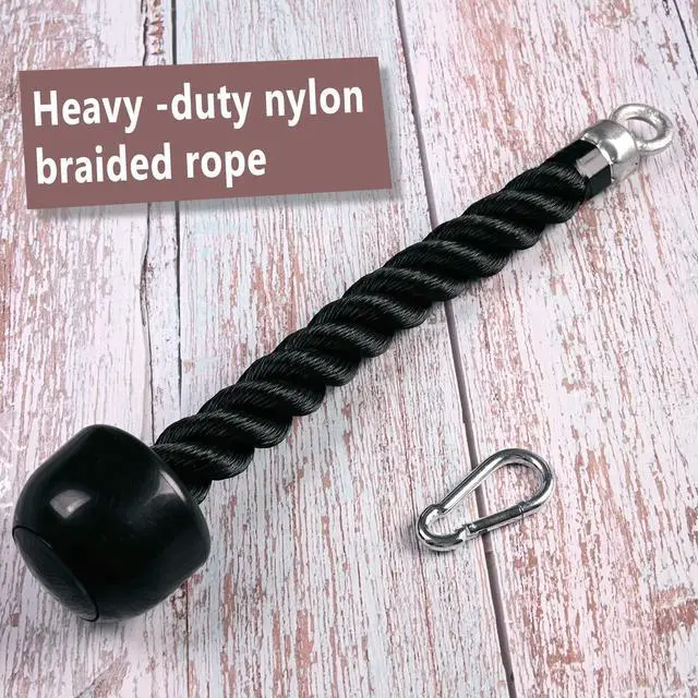 Alt view image 5 of 6 - Tricep Rope Pull Down Heavy Duty Triceps Kit Easy to Grip & Non Slip Cable Attachment Ideal for Home Gym Face Pulls Tricep Push Down Rope System - 2 Hook Included