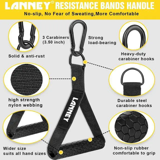 Alt view image 3 of 6 - Tricep Rope Cable Machine Attachment, 35" Triceps Pull Down Rope LAT Pulldown Attachments, Home Gym Accessories Set with Resistance Bands Handle, Ankle Straps, Carabiner, Wrist Wraps for Exercise