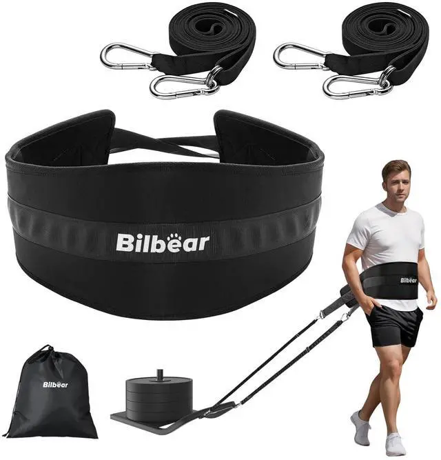 Main image of Sled Pulling Belt,Adjustable Sled Training Waist Belt,Belt for Pulling,Weight Sled Pull Belt for Tire Pulling,Squat,Leg Muscles Strength Training,Resistance Training,Core Power Workout (Black)