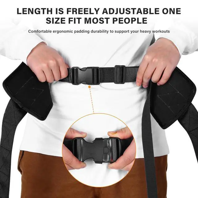 Alt view image 4 of 7 - Sled Pulling Belt,Adjustable Sled Training Waist Belt,Belt for Pulling,Weight Sled Pull Belt for Tire Pulling,Squat,Leg Muscles Strength Training,Resistance Training,Core Power Workout (Black)
