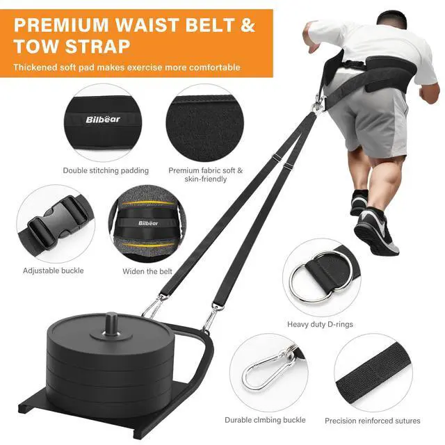 Alt view image 5 of 7 - Sled Pulling Belt,Adjustable Sled Training Waist Belt,Belt for Pulling,Weight Sled Pull Belt for Tire Pulling,Squat,Leg Muscles Strength Training,Resistance Training,Core Power Workout (Black)