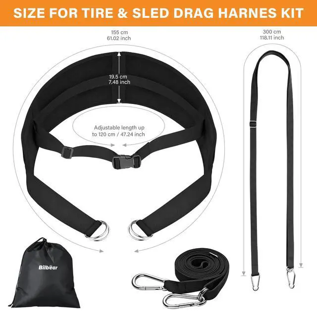 Alt view image 6 of 7 - Sled Pulling Belt,Adjustable Sled Training Waist Belt,Belt for Pulling,Weight Sled Pull Belt for Tire Pulling,Squat,Leg Muscles Strength Training,Resistance Training,Core Power Workout (Black)