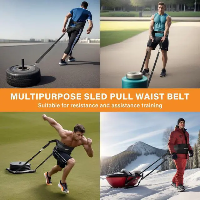 Alt view image 7 of 7 - Sled Pulling Belt,Adjustable Sled Training Waist Belt,Belt for Pulling,Weight Sled Pull Belt for Tire Pulling,Squat,Leg Muscles Strength Training,Resistance Training,Core Power Workout (Black)
