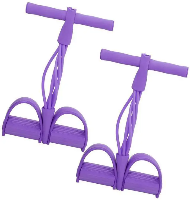 Alt view image 4 of 7 - Fitness Equipment Sit Up Training Rope 4 Tube Elastic Pull Rope Sit Up Training Pedal Band Yoga Stretching Fitness Equipment (Purple)
