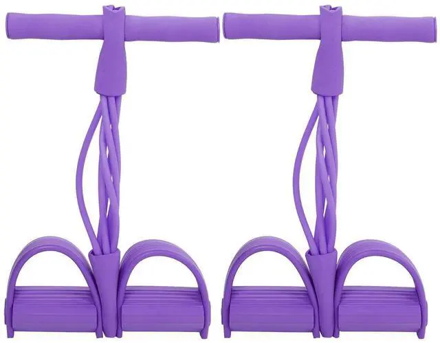 Alt view image 5 of 7 - Fitness Equipment Sit Up Training Rope 4 Tube Elastic Pull Rope Sit Up Training Pedal Band Yoga Stretching Fitness Equipment (Purple)