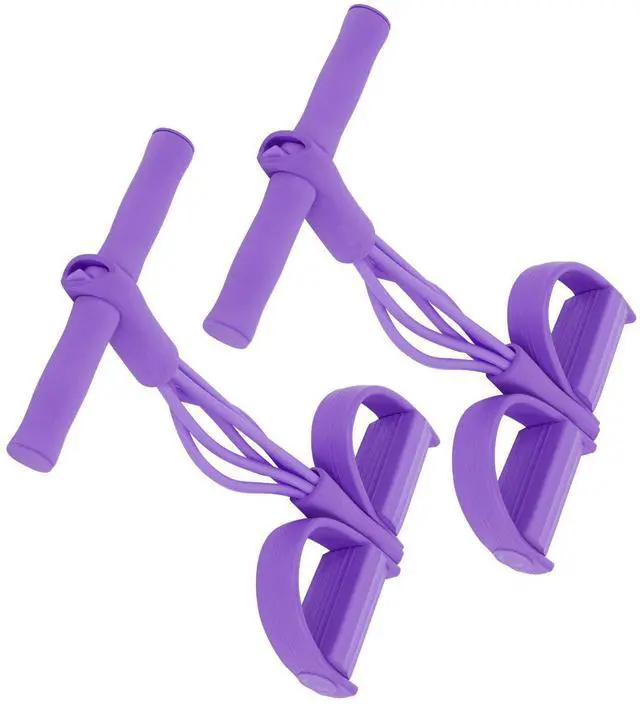 Alt view image 6 of 7 - Fitness Equipment Sit Up Training Rope 4 Tube Elastic Pull Rope Sit Up Training Pedal Band Yoga Stretching Fitness Equipment (Purple)