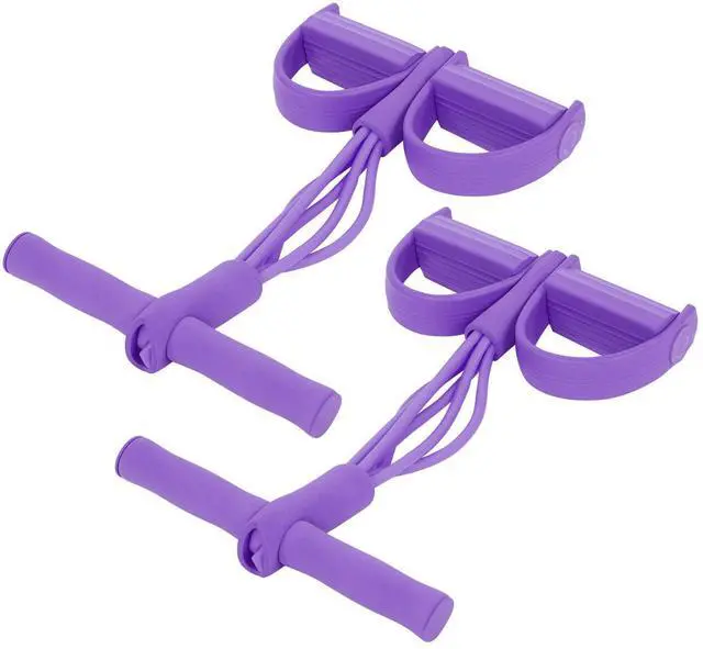 Alt view image 7 of 7 - Fitness Equipment Sit Up Training Rope 4 Tube Elastic Pull Rope Sit Up Training Pedal Band Yoga Stretching Fitness Equipment (Purple)