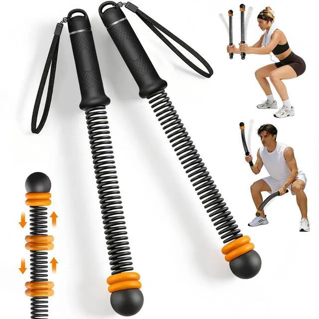 Main image of Ropeless Battle Ropes, Workout Exercise Rope for Strength Building, Heavy Duty Portable Cordless Battle Ropes for Home Gym, HIIT and Low-Impact Aerobic Training for Men & Women, Black
