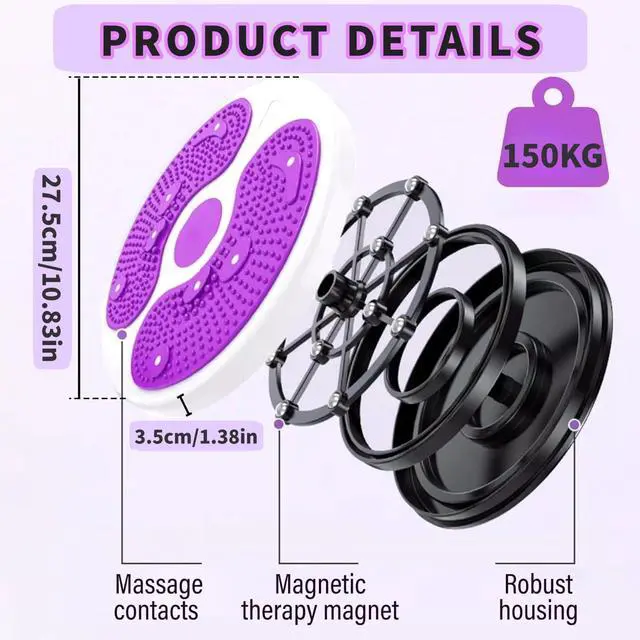 Alt view image 2 of 7 - 2 PCS Ab Twist Waist Disc Board,Waist Twister Machine Exercise with Leather Tape Measure Aerobic Exercise Fitness Machine with Pull Rope for Home Office Foot Massage