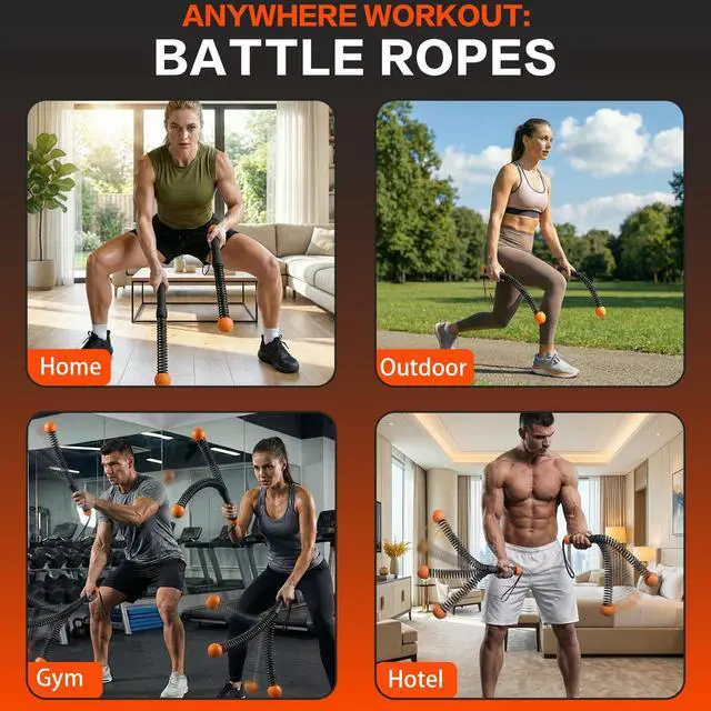 Alt view image 7 of 7 - Ropeless Battle Ropes for Home Gym, Portable Cordless Weighted Battle Ropes with Storage Bag, High Calorie Burn for Men & Women, Fitness Equipment for HIIT & Low-Impact Aerobic Training