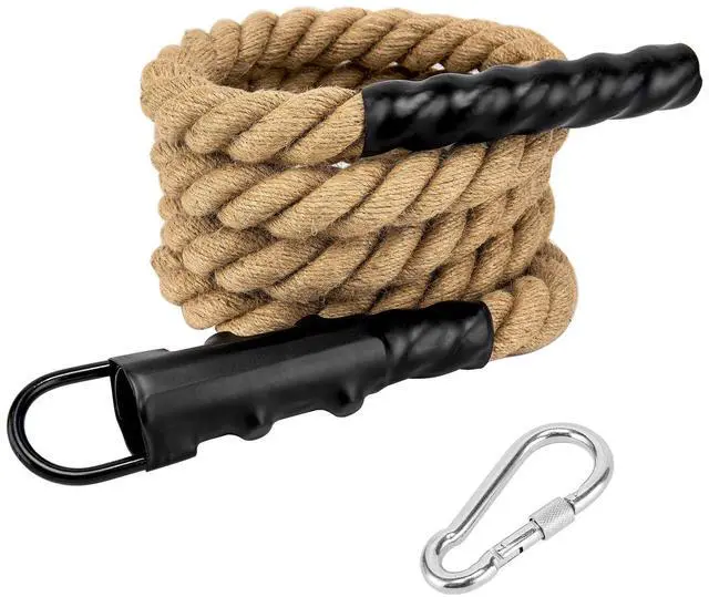 Main image of Gym Climbing Rope, Indoor Outdoor Climbing Ropes - Climbing Rope for Adults - 10ft Length, 1.5" Diameter, Climbing Ropes with Hook for Indoor and Outdoor Fitness
