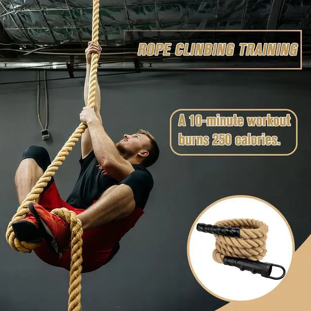 Alt view image 7 of 7 - Gym Climbing Rope, Indoor Outdoor Climbing Ropes - Climbing Rope for Adults - 10ft Length, 1.5" Diameter, Climbing Ropes with Hook for Indoor and Outdoor Fitness