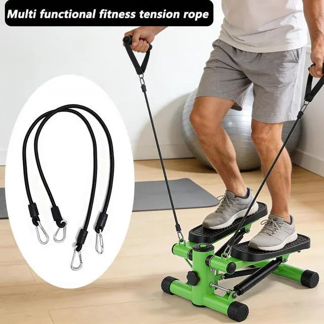 Alt view image 6 of 7 - 6 PCS Stepper Resistance Bands 30 inch Multi-Functional Pulling Rope Fitness Resistance Belt Double Headed Metal Buckle,Suitable for Fitness Rally Training.-Black