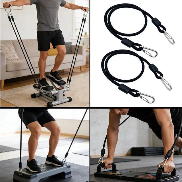 Alt view image 7 of 7 - 6 PCS Stepper Resistance Bands 30 inch Multi-Functional Pulling Rope Fitness Resistance Belt Double Headed Metal Buckle,Suitable for Fitness Rally Training.-Black