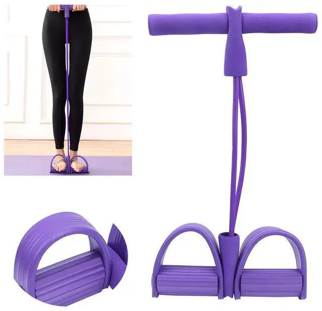 Alt view image 2 of 7 - Fitness Pull Rope with 2 Tube Foot Pedal, Elastic Leg Puller For SitUp Abdominal Exercise and Training Equipment