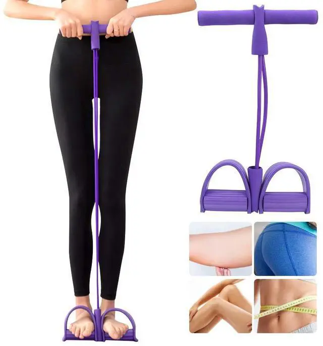 Alt view image 3 of 7 - Fitness Pull Rope with 2 Tube Foot Pedal, Elastic Leg Puller For SitUp Abdominal Exercise and Training Equipment