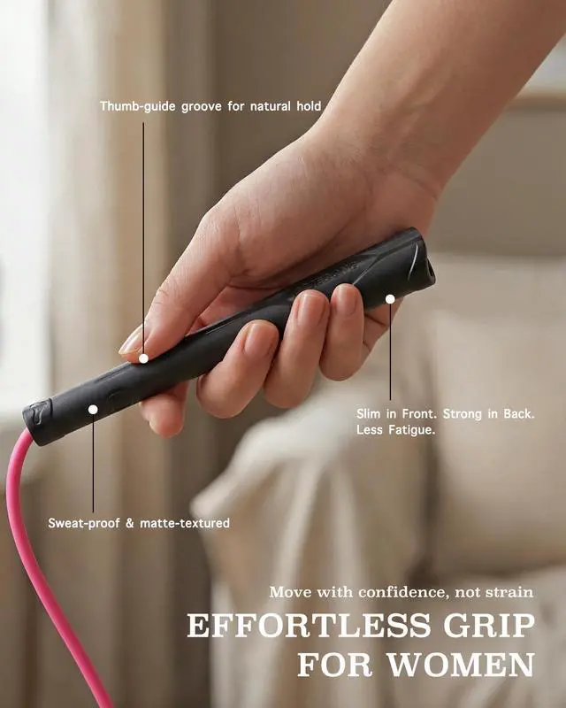 Alt view image 6 of 7 - AestheticJump Rope for Women - Apartment-Friendly Silent Rotation,Tangle-FreeWeighted Skipping Rope with Ergonomic Grip, 5mm PVC for Home Workout, Cardio, Graceful Body Sculpting & Fat Loss (1, BLACK)