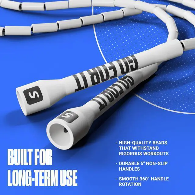 Alt view image 2 of 6 - Custom-Fit Beaded Jump Rope Adjustable Length for Kids & Adults, Men & Women Durable Fitness Rope for Gym & Home