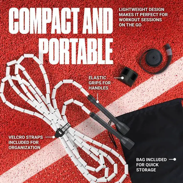 Alt view image 6 of 6 - Custom-Fit Beaded Jump Rope Adjustable Length for Kids & Adults, Men & Women Durable Fitness Rope for Gym & Home