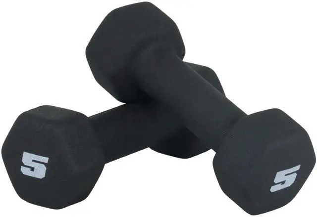 Main image of Barbell 5 LB Neoprene Dumbbell Hand Weights - Pair | Black