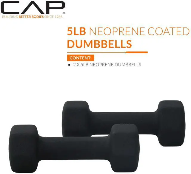 Alt view image 2 of 7 - Barbell 5 LB Neoprene Dumbbell Hand Weights - Pair | Black