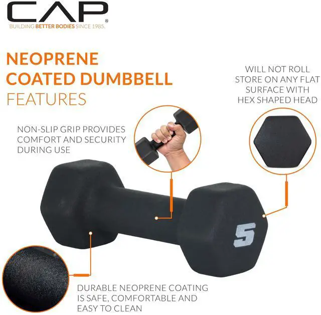 Alt view image 3 of 7 - Barbell 5 LB Neoprene Dumbbell Hand Weights - Pair | Black