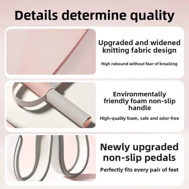 Alt view image 6 of 7 - 2025 New Yoga Pedal Resistance Fabric Band with Handles Anti-Broken Elastic Sit Up Pull Rope for Strength Training 120lb Full-Body Excercise Band Portable Unisex Resistance Exercise Bands (Pink)