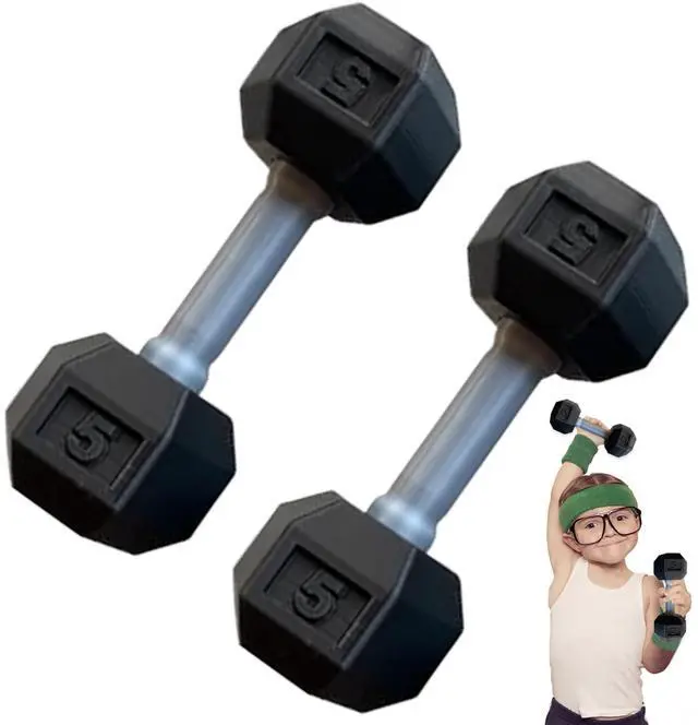 Main image of Dumbbell 2 Pcs Dumbbells for Baby Mini 1.8x4.7 In Silicone Hand Weight Lifting Set for Fitness Exercise Funny Sport Toys for Toddlers (Black)