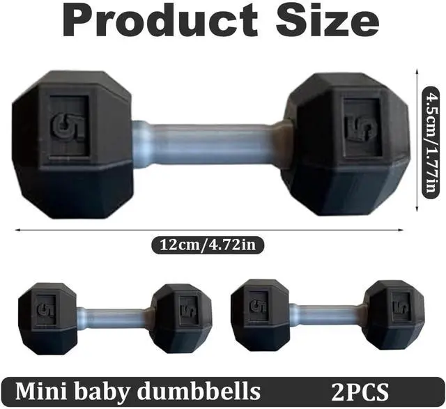 Alt view image 4 of 6 - Dumbbell 2 Pcs Dumbbells for Baby Mini 1.8x4.7 In Silicone Hand Weight Lifting Set for Fitness Exercise Funny Sport Toys for Toddlers (Black)