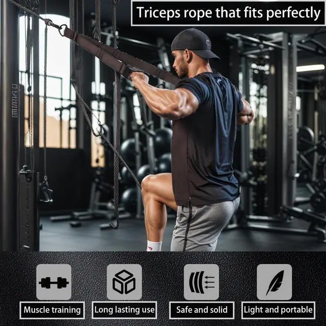 Alt view image 6 of 7 - Tricep Rope, tricep Pull Down Attachment with Carry Bag, tricep Rope Cable Attachment for Pull Downs, Strength Training, arm Training, Facepulls and Perfect for Professional Gym