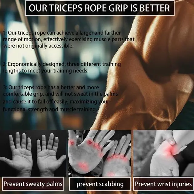 Alt view image 5 of 7 - Tricep Rope, tricep Pull Down Attachment with Carry Bag, tricep Rope Cable Attachment for Pull Downs, Strength Training, arm Training, Facepulls and Perfect for Professional Gym